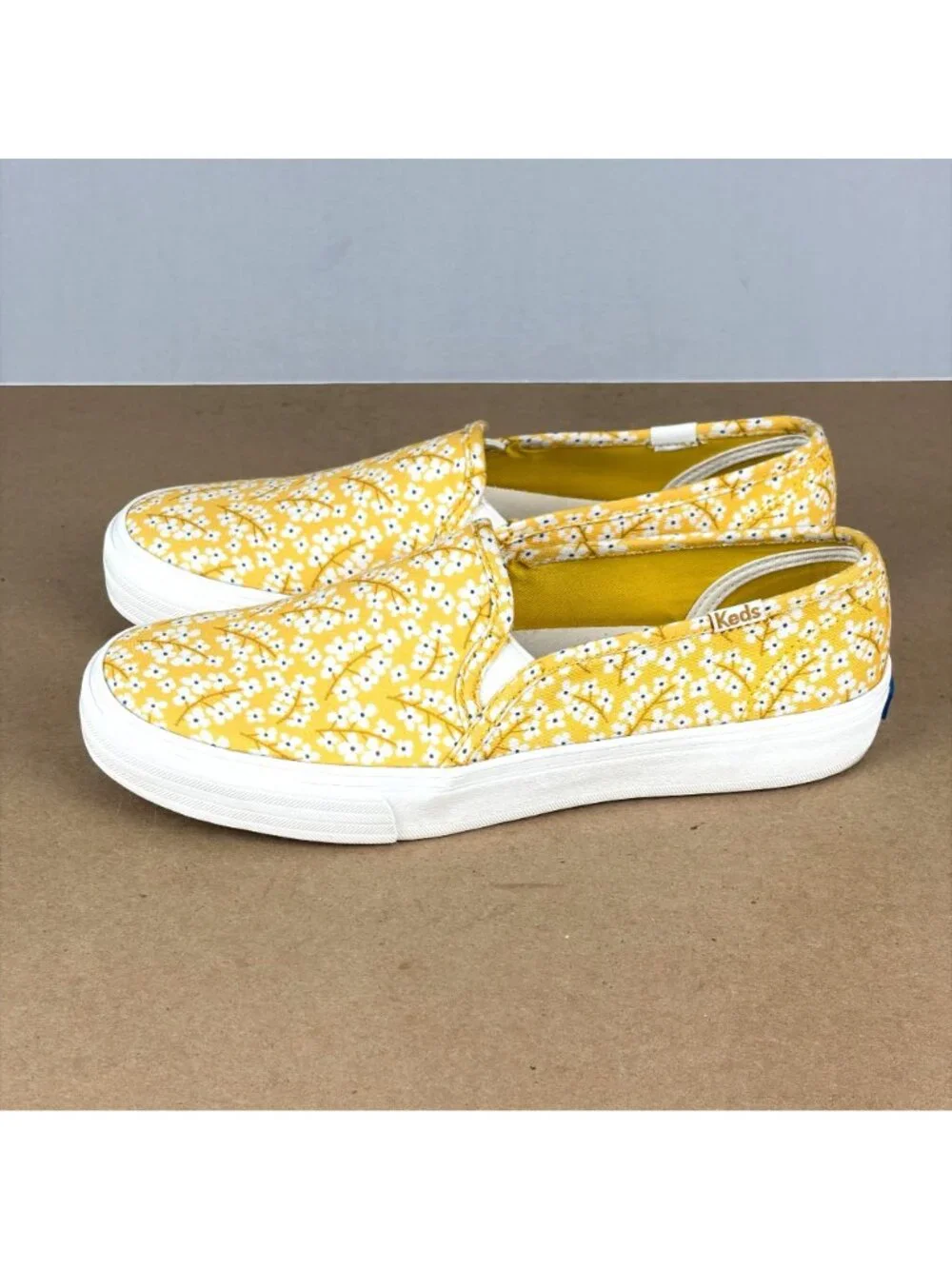 Keds Double Decker Floral Slip On Sneakers Womens 7 Yellow White Casual Platform